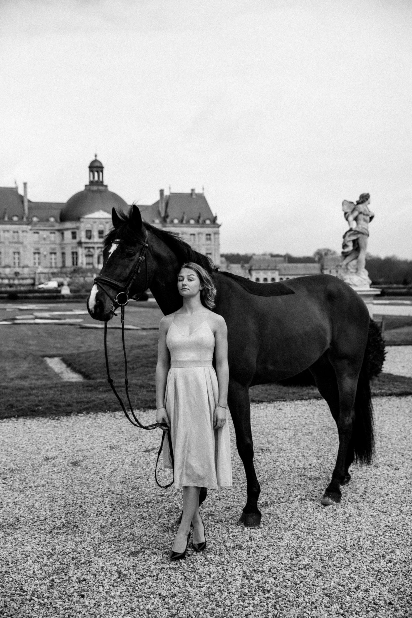 Black horse at Vaux-le-Vicomte — equestrian photography by Jon Filin, Horse, Paris