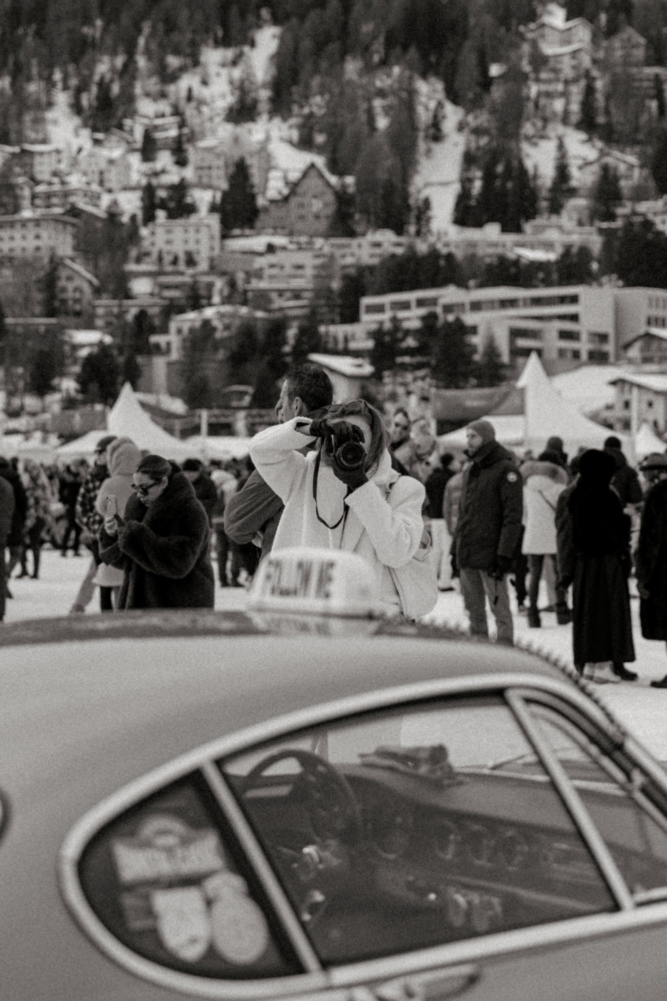 The concours, in black and white — automotive photography by Jon Filin, The Ice, Saint-Moritz