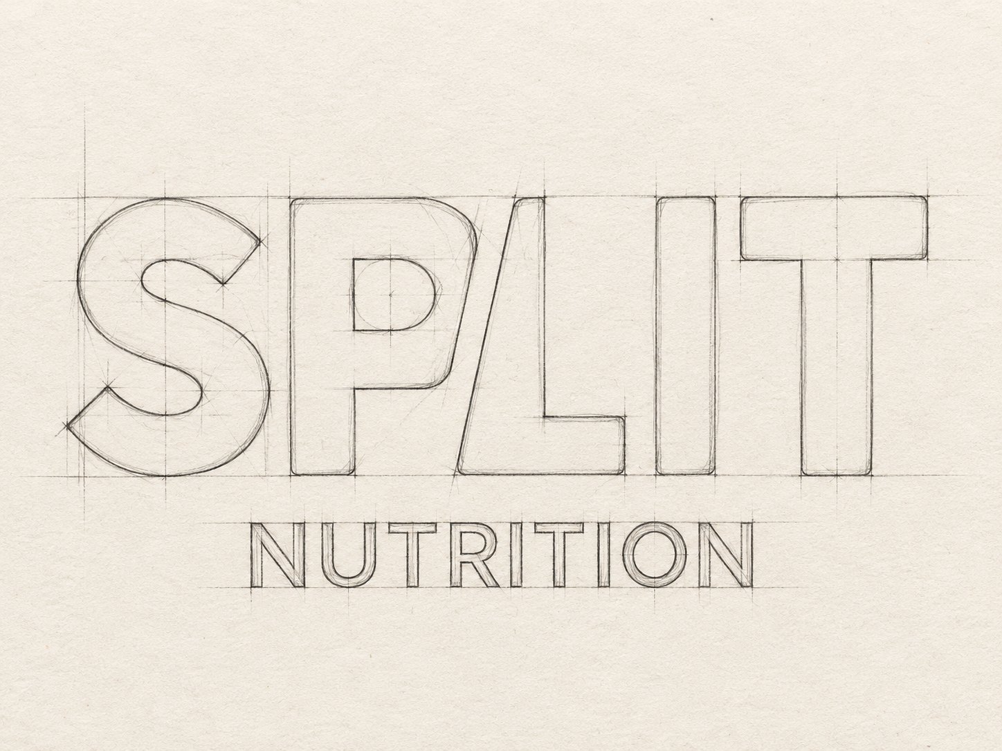 Split Nutrition – typographic construction sketch of the logo, Jon Filin